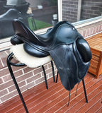 SOLD.........17.5" LOXLEY MONO FLAP DRESSAGE SADDLE WIDE GULLET